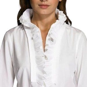 Elegant White Ruffled Women's Top